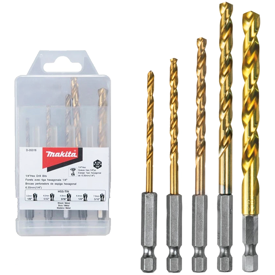 Makita D-35318 HSS-Tin Metal Impact Drill Bit Set 5Pcs | Makita by KHM Megatools Corp. Makita D-35318 HSS-Tin Metal Impact Drill Bit Set 5Pcs | Makita by KHM Megatools Corp.